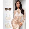 imageWomens Mesh Tops Sheer Long Sleeve Tee Shirts Bodycon See Through Blouse ClubwearWhite Floral