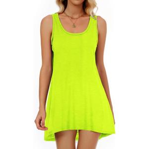 imageCHICGAL Swimsuit Coverup for Women Summer Sleeveless Beach Dress Tank Bikini Bathing Suit Cover UpA Bright Green