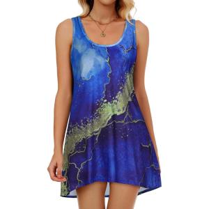 imageCHICGAL Swimsuit Coverup for Women Summer Sleeveless Beach Dress Tank Bikini Bathing Suit Cover UpBlue Tie Dye
