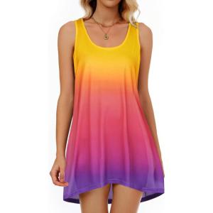 imageCHICGAL Swimsuit Coverup for Women Summer Sleeveless Beach Dress Tank Bikini Bathing Suit Cover UpGradient Multicolored