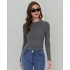 imageWomens Long Sleeve Shirts Basic Tees Y2k Slim Fit T Shirt Crew Neck Trendy Crop Top Casual03deep Grey