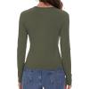 imageWomens Long Sleeve Shirts Basic Tees Y2k Slim Fit T Shirt Crew Neck Trendy Crop Top Casual04amry Green