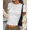 imageWomens Basic Tees Summer Short Sleeve Shirts Slim Fit Tight T Shirt Going Out Tops001white