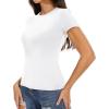 imageWomens Basic Tees Summer Short Sleeve Shirts Slim Fit Tight T Shirt Going Out Tops001white