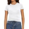 imageWomens Basic Tees Summer Short Sleeve Shirts Slim Fit Tight T Shirt Going Out Tops001white