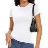 imageWomens Basic Tees Summer Short Sleeve Shirts Slim Fit Tight T Shirt Going Out Tops001white