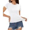 imageWomens Basic Tees Summer Short Sleeve Shirts Slim Fit Tight T Shirt Going Out Tops001white