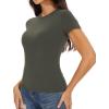 imageWomens Basic Tees Summer Short Sleeve Shirts Slim Fit Tight T Shirt Going Out Tops01army Green