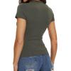 imageWomens Basic Tees Summer Short Sleeve Shirts Slim Fit Tight T Shirt Going Out Tops01army Green