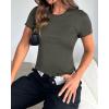 imageWomens Basic Tees Summer Short Sleeve Shirts Slim Fit Tight T Shirt Going Out Tops01army Green