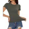 imageWomens Basic Tees Summer Short Sleeve Shirts Slim Fit Tight T Shirt Going Out Tops01army Green