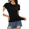 imageWomens Basic Tees Summer Short Sleeve Shirts Slim Fit Tight T Shirt Going Out Tops01black