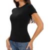 imageWomens Basic Tees Summer Short Sleeve Shirts Slim Fit Tight T Shirt Going Out Tops01black