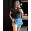 imageWomens Basic Tees Summer Short Sleeve Shirts Slim Fit Tight T Shirt Going Out Tops01black