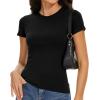imageWomens Basic Tees Summer Short Sleeve Shirts Slim Fit Tight T Shirt Going Out Tops01black