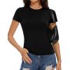 imageWomens Basic Tees Summer Short Sleeve Shirts Slim Fit Tight T Shirt Going Out Tops01black