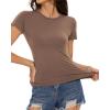 imageWomens Basic Tees Summer Short Sleeve Shirts Slim Fit Tight T Shirt Going Out Tops01brown