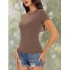 imageWomens Basic Tees Summer Short Sleeve Shirts Slim Fit Tight T Shirt Going Out Tops01brown