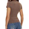 imageWomens Basic Tees Summer Short Sleeve Shirts Slim Fit Tight T Shirt Going Out Tops01brown