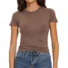 imageWomens Basic Tees Summer Short Sleeve Shirts Slim Fit Tight T Shirt Going Out Tops01brown