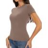 imageWomens Basic Tees Summer Short Sleeve Shirts Slim Fit Tight T Shirt Going Out Tops01coffee