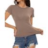 imageWomens Basic Tees Summer Short Sleeve Shirts Slim Fit Tight T Shirt Going Out Tops01coffee