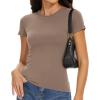 imageWomens Basic Tees Summer Short Sleeve Shirts Slim Fit Tight T Shirt Going Out Tops01coffee