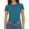 imageWomens Basic Tees Summer Short Sleeve Shirts Slim Fit Tight T Shirt Going Out Tops01crystalblue