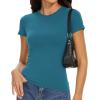 imageWomens Basic Tees Summer Short Sleeve Shirts Slim Fit Tight T Shirt Going Out Tops01crystalblue