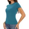 imageWomens Basic Tees Summer Short Sleeve Shirts Slim Fit Tight T Shirt Going Out Tops01crystalblue