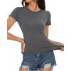 imageWomens Basic Tees Summer Short Sleeve Shirts Slim Fit Tight T Shirt Going Out Tops01deep Grey