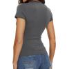 imageWomens Basic Tees Summer Short Sleeve Shirts Slim Fit Tight T Shirt Going Out Tops01deep Grey