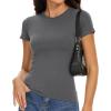 imageWomens Basic Tees Summer Short Sleeve Shirts Slim Fit Tight T Shirt Going Out Tops01deep Grey