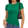 imageWomens Basic Tees Summer Short Sleeve Shirts Slim Fit Tight T Shirt Going Out Tops01green