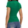 imageWomens Basic Tees Summer Short Sleeve Shirts Slim Fit Tight T Shirt Going Out Tops01green