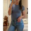 imageWomens Basic Tees Summer Short Sleeve Shirts Slim Fit Tight T Shirt Going Out Tops01haze Blue