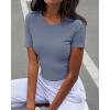 imageWomens Basic Tees Summer Short Sleeve Shirts Slim Fit Tight T Shirt Going Out Tops01haze Blue
