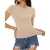 imageWomens Basic Tees Summer Short Sleeve Shirts Slim Fit Tight T Shirt Going Out Tops01khaki