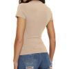 imageWomens Basic Tees Summer Short Sleeve Shirts Slim Fit Tight T Shirt Going Out Tops01khaki