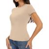 imageWomens Basic Tees Summer Short Sleeve Shirts Slim Fit Tight T Shirt Going Out Tops01khaki