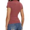 imageWomens Basic Tees Summer Short Sleeve Shirts Slim Fit Tight T Shirt Going Out Tops01marsala
