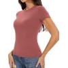 imageWomens Basic Tees Summer Short Sleeve Shirts Slim Fit Tight T Shirt Going Out Tops01marsala