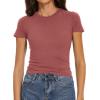 imageWomens Basic Tees Summer Short Sleeve Shirts Slim Fit Tight T Shirt Going Out Tops01marsala