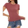 imageWomens Basic Tees Summer Short Sleeve Shirts Slim Fit Tight T Shirt Going Out Tops01marsala