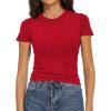imageWomens Basic Tees Summer Short Sleeve Shirts Slim Fit Tight T Shirt Going Out Tops01red