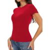 imageWomens Basic Tees Summer Short Sleeve Shirts Slim Fit Tight T Shirt Going Out Tops01red