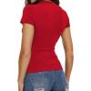 imageWomens Basic Tees Summer Short Sleeve Shirts Slim Fit Tight T Shirt Going Out Tops01red