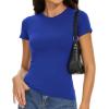 imageWomens Basic Tees Summer Short Sleeve Shirts Slim Fit Tight T Shirt Going Out Tops01royal Blue