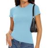 imageWomens Basic Tees Summer Short Sleeve Shirts Slim Fit Tight T Shirt Going Out Tops01sky Blue