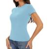 imageWomens Basic Tees Summer Short Sleeve Shirts Slim Fit Tight T Shirt Going Out Tops01sky Blue